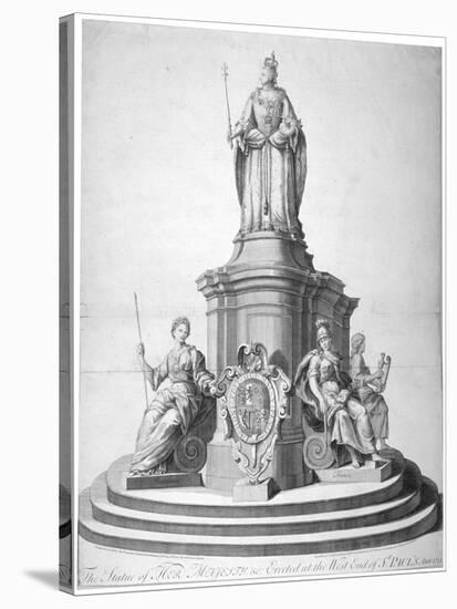 Statue of Queen Anne Erected as a Celebration of the Completion of St Paul's Cathedral, 1713-null-Stretched Canvas