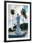 Statue of Queen Wilhelmina in Oranjestad, Aruba with the Dutch Flag Standing in a Square Surrounded-PlusONE-Framed Photographic Print