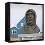 Statue of Roald Amundsen, Ny Alesund, Spitsbergen (Svalbard), Arctic, Norway, Scandinavia, Europe-Eleanor Scriven-Framed Stretched Canvas