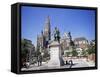 Statue of Rubens, Cathedral, and Groen Plaats, Antwerp, Belgium-Richard Ashworth-Framed Stretched Canvas