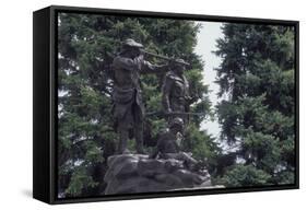 Statue of Sacagawea Guiding Lewis and Clark at Fort Benton, Montana-null-Framed Stretched Canvas