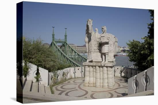 Statue of Saint Stephen Kiraly Near Liberty Bridge, Budapest, Hungary, Europe-Julian Pottage-Stretched Canvas