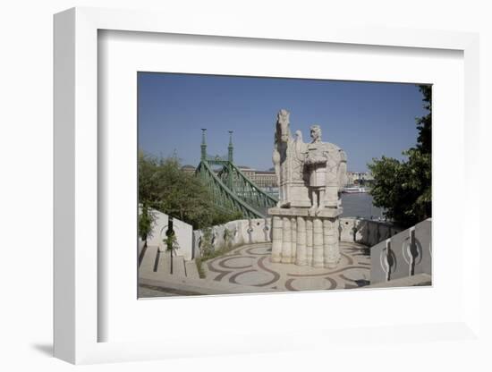 Statue of Saint Stephen Kiraly Near Liberty Bridge, Budapest, Hungary, Europe-Julian Pottage-Framed Photographic Print