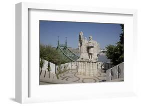 Statue of Saint Stephen Kiraly Near Liberty Bridge, Budapest, Hungary, Europe-Julian Pottage-Framed Photographic Print