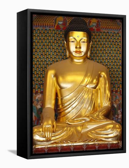 Statue of Sakyamuni Buddha in Main Hall of Jogyesa Temple-Pascal Deloche-Framed Stretched Canvas