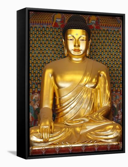 Statue of Sakyamuni Buddha in Main Hall of Jogyesa Temple-Pascal Deloche-Framed Stretched Canvas