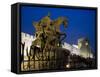 Statue of Saladin Stands in Front of the Citadel, Damascus, Syria-Julian Love-Framed Stretched Canvas