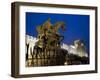 Statue of Saladin Stands in Front of the Citadel, Damascus, Syria-Julian Love-Framed Photographic Print