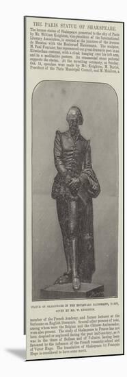 Statue of Shakspeare in the Boulevard Haussmann, Paris, Given by Mr W Knighton-null-Mounted Giclee Print