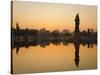 Statue of Shiva Rising Out of a Lake Sur Sagar in the Centre of Vadodara, Gujarat, India, Asia-Mark Chivers-Stretched Canvas