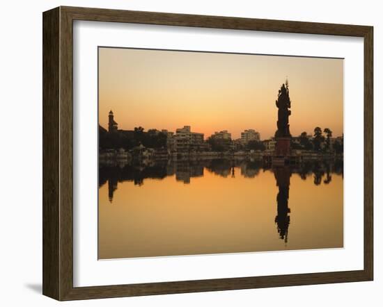 Statue of Shiva Rising Out of a Lake Sur Sagar in the Centre of Vadodara, Gujarat, India, Asia-Mark Chivers-Framed Photographic Print