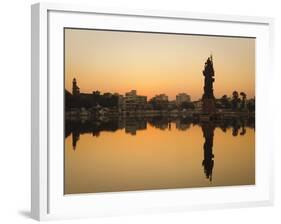 Statue of Shiva Rising Out of a Lake Sur Sagar in the Centre of Vadodara, Gujarat, India, Asia-Mark Chivers-Framed Photographic Print