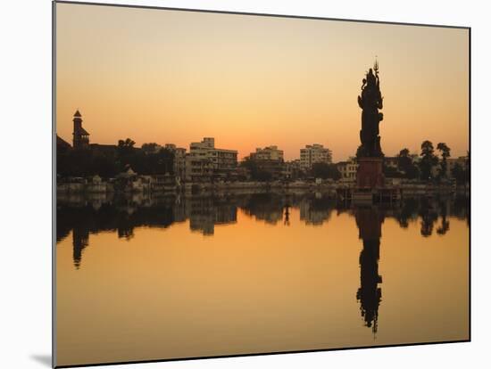 Statue of Shiva Rising Out of a Lake Sur Sagar in the Centre of Vadodara, Gujarat, India, Asia-Mark Chivers-Mounted Photographic Print