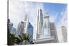 Statue of Sir Stamford Raffles and Skyline, Singapore, Southeast Asia-Peter Adams-Stretched Canvas