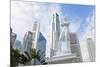 Statue of Sir Stamford Raffles and Skyline, Singapore, Southeast Asia-Peter Adams-Mounted Photographic Print