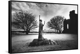 Statue of St Aiden, Lindisfarne Priory, Northumberland, England-Simon Marsden-Framed Stretched Canvas