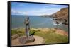 Statue of St. Carannog, Llangrannog Beach, Ceredigion (Cardigan), West Wales, Wales, UK-Billy Stock-Framed Stretched Canvas