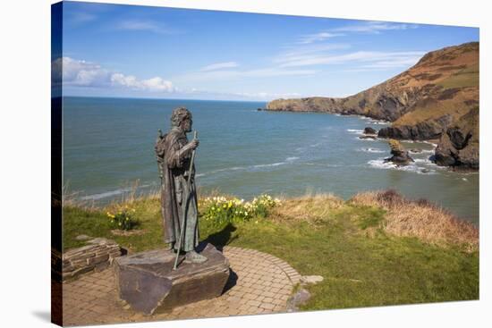 Statue of St. Carannog, Llangrannog Beach, Ceredigion (Cardigan), West Wales, Wales, UK-Billy Stock-Stretched Canvas
