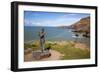 Statue of St. Carannog, Llangrannog Beach, Ceredigion (Cardigan), West Wales, Wales, UK-Billy Stock-Framed Photographic Print