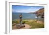 Statue of St. Carannog, Llangrannog Beach, Ceredigion (Cardigan), West Wales, Wales, UK-Billy Stock-Framed Photographic Print