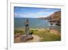 Statue of St. Carannog, Llangrannog Beach, Ceredigion (Cardigan), West Wales, Wales, UK-Billy Stock-Framed Photographic Print