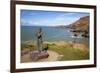 Statue of St. Carannog, Llangrannog Beach, Ceredigion (Cardigan), West Wales, Wales, UK-Billy Stock-Framed Photographic Print