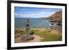 Statue of St. Carannog, Llangrannog Beach, Ceredigion (Cardigan), West Wales, Wales, UK-Billy Stock-Framed Photographic Print