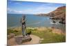 Statue of St. Carannog, Llangrannog Beach, Ceredigion (Cardigan), West Wales, Wales, UK-Billy Stock-Mounted Photographic Print