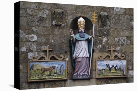 Statue of St Cornelius on Facade of St Cornelius Church-null-Stretched Canvas