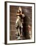 Statue of St. Joan of Arc with Coloured Light from Stained Glass, Church of Notre Dame, Vitre, Brit-Nick Servian-Framed Photographic Print