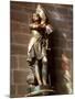 Statue of St. Joan of Arc with Coloured Light from Stained Glass, Church of Notre Dame, Vitre, Brit-Nick Servian-Mounted Photographic Print