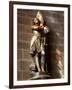 Statue of St. Joan of Arc with Coloured Light from Stained Glass, Church of Notre Dame, Vitre, Brit-Nick Servian-Framed Photographic Print