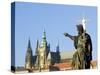 Statue of St. John the Baptist, Dating from 1857, on Charles Bridge, Prague, Czech Republic-Richard Nebesky-Stretched Canvas