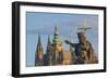 Statue of St. John the Baptist on the Charles Bridge with the Prague Castle and St. Vitus Cathedral-Tom Haseltine-Framed Photographic Print