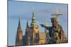 Statue of St. John the Baptist on the Charles Bridge with the Prague Castle and St. Vitus Cathedral-Tom Haseltine-Mounted Photographic Print