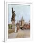 Statue of St. Lutgardis on the Charles Bridge, Prague, Illustration from "Stara Praha ," circa 1900-Vaclav Jansa-Framed Giclee Print