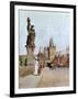 Statue of St. Lutgardis on the Charles Bridge, Prague, Illustration from "Stara Praha ," circa 1900-Vaclav Jansa-Framed Giclee Print