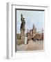 Statue of St. Lutgardis on the Charles Bridge, Prague, Illustration from "Stara Praha ," circa 1900-Vaclav Jansa-Framed Giclee Print