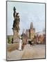 Statue of St. Lutgardis on the Charles Bridge, Prague, Illustration from "Stara Praha ," circa 1900-Vaclav Jansa-Mounted Premium Giclee Print