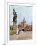 Statue of St. Lutgardis on the Charles Bridge, Prague, Illustration from "Stara Praha ," circa 1900-Vaclav Jansa-Framed Giclee Print