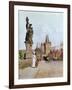 Statue of St. Lutgardis on the Charles Bridge, Prague, Illustration from "Stara Praha ," circa 1900-Vaclav Jansa-Framed Giclee Print