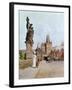 Statue of St. Lutgardis on the Charles Bridge, Prague, Illustration from "Stara Praha ," circa 1900-Vaclav Jansa-Framed Giclee Print