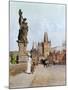 Statue of St. Lutgardis on the Charles Bridge, Prague, Illustration from "Stara Praha ," circa 1900-Vaclav Jansa-Mounted Giclee Print