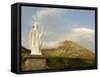 Statue of St. Patrick at the Base of Croagh Patrick Mountain, County Mayo, Connacht, Ireland-Gary Cook-Framed Stretched Canvas