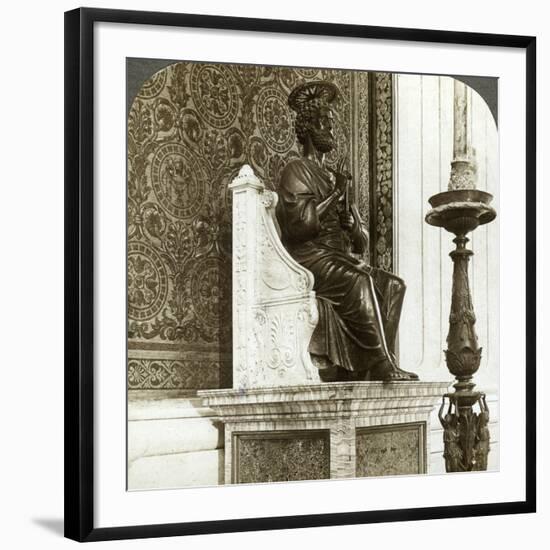 Statue of St Peter, St Peter's Basilica, Rome, Italy-Underwood & Underwood-Framed Photographic Print