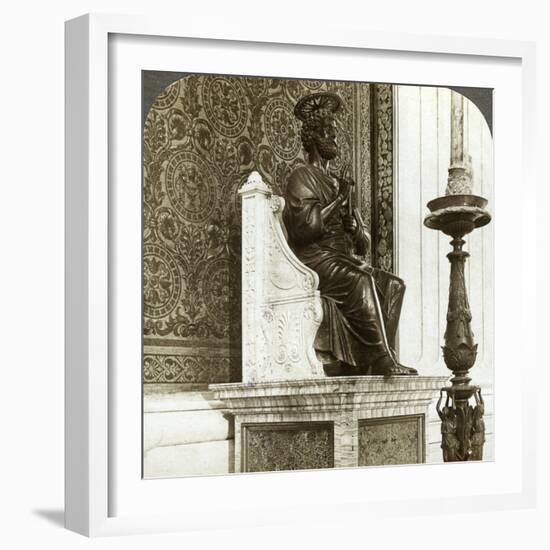 Statue of St Peter, St Peter's Basilica, Rome, Italy-Underwood & Underwood-Framed Photographic Print