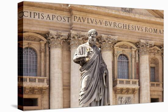 Statue of St. Peter, St. Peter's Piazza, Vatican, Rome, Lazio, Italy, Europe-Simon Montgomery-Stretched Canvas