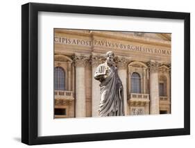 Statue of St. Peter, St. Peter's Piazza, Vatican, Rome, Lazio, Italy, Europe-Simon Montgomery-Framed Photographic Print