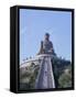 Statue of the Buddha, the Largest in Asia, Po Lin Monastery, Lantau Island, Hong Kong, China, Asia-Adina Tovy-Framed Stretched Canvas