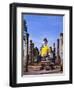 Statue of the Buddha with Religious Offerings, Wat Mahathat, Sukothai, Thailand-Adina Tovy-Framed Photographic Print